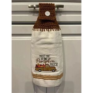 Crochet Top Kitchen Towel- Meet Me At The Pumpkin Patch